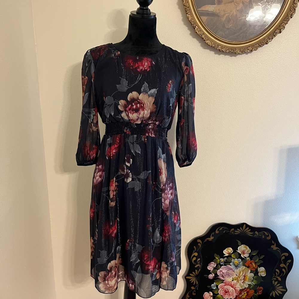 Elegant Long Sleeve Floral Dress